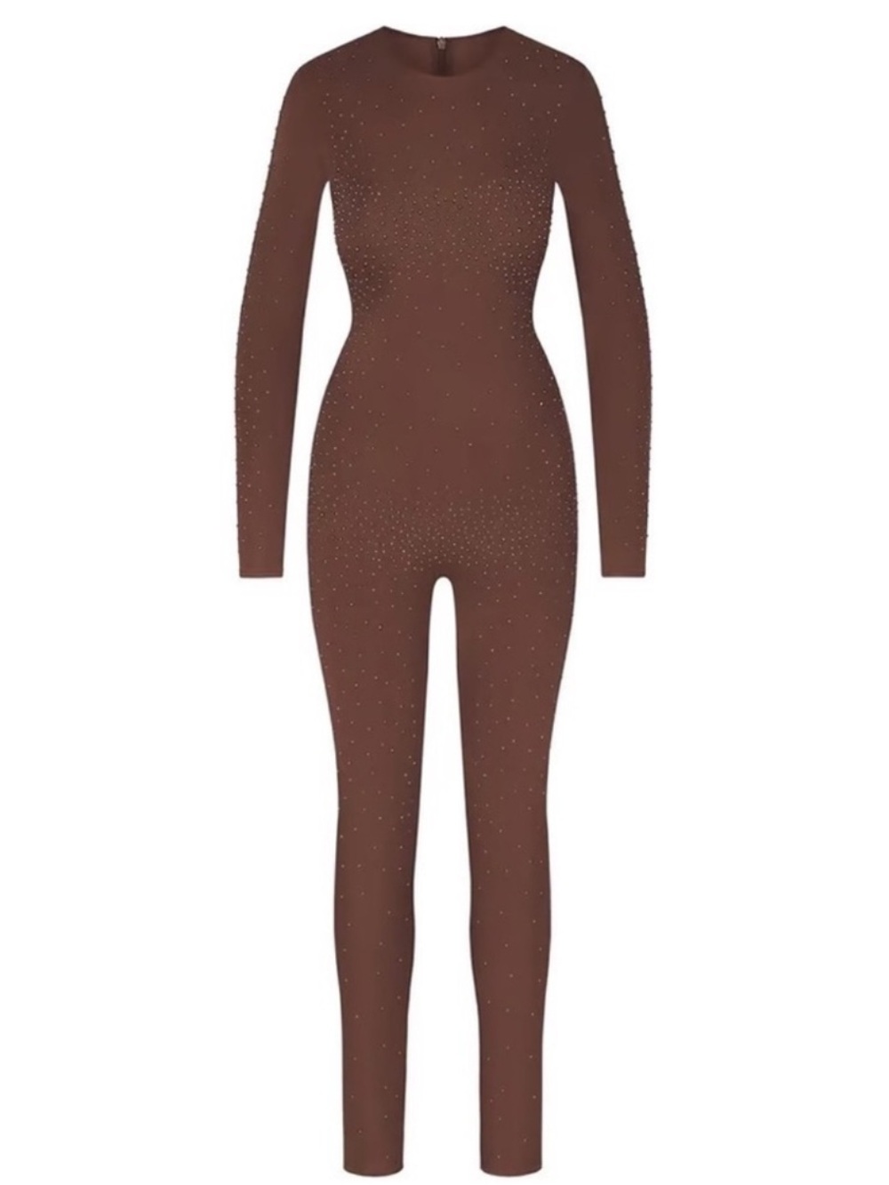SKIMS X Swarovski Jelly Sheer Long Sleeved Catsuit Cocoa